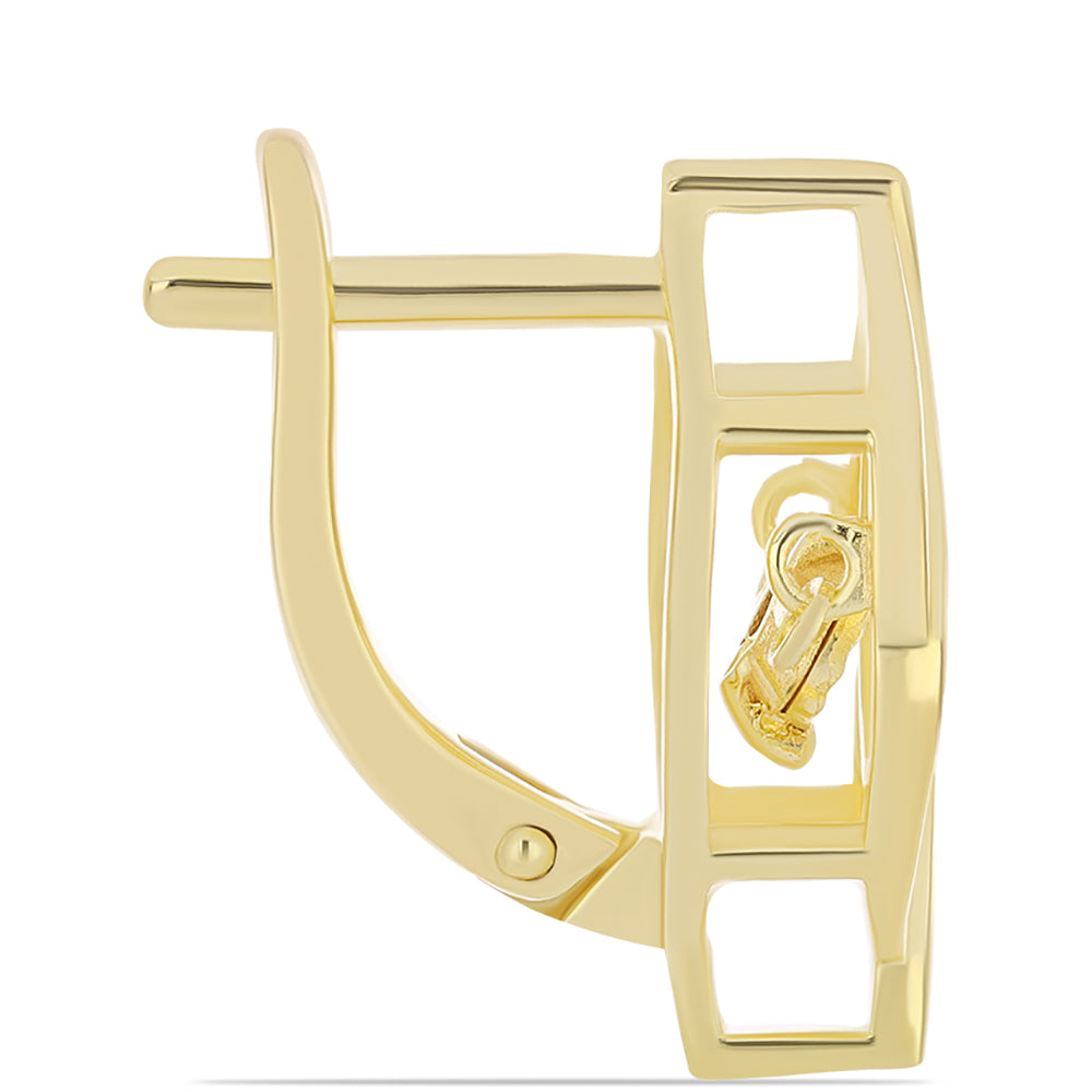 Pendientes de Plata Bañada en Oro con Diamante Cognac 2 