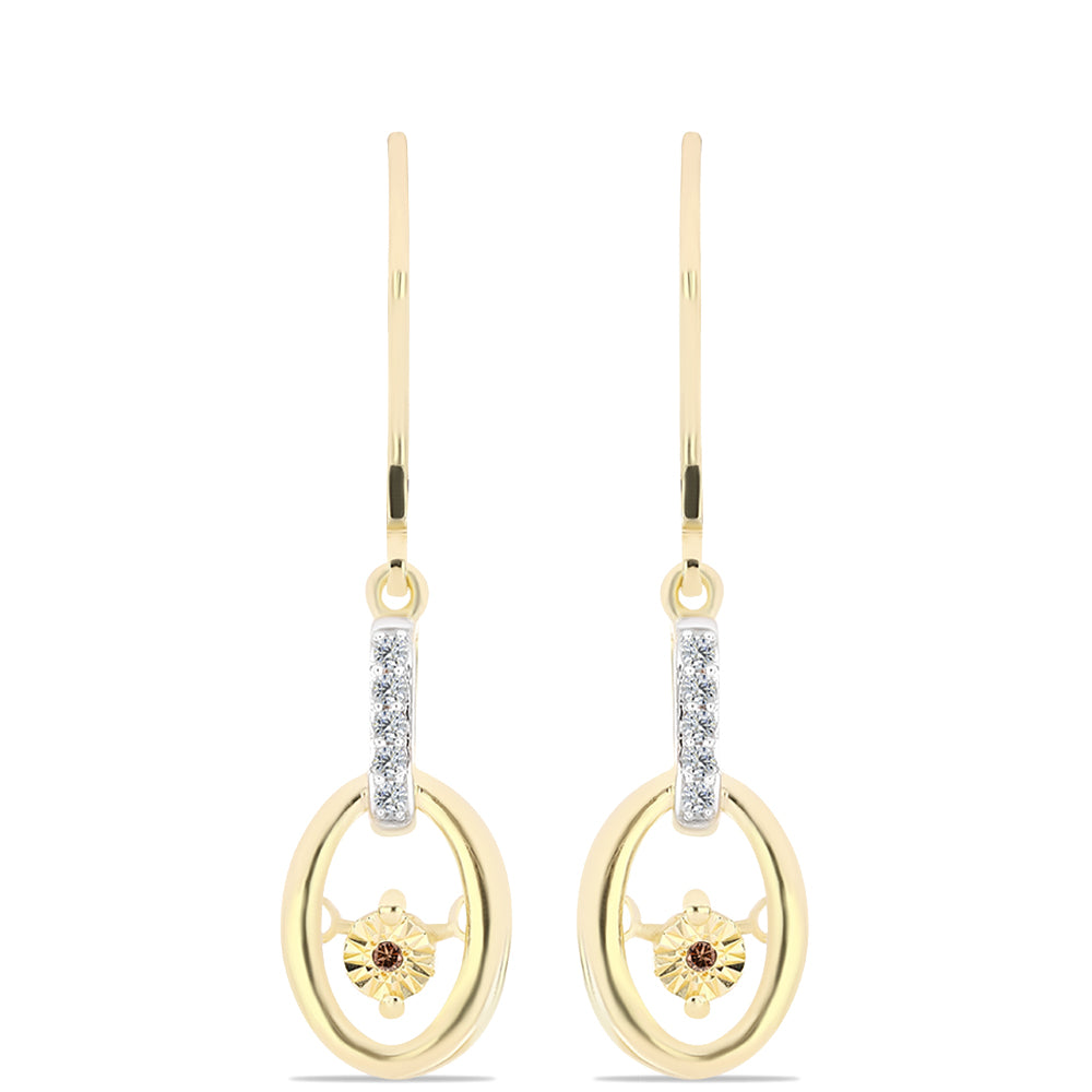 Pendientes de Plata Bañada en Oro con Diamante Cognac y Topacio Blanco