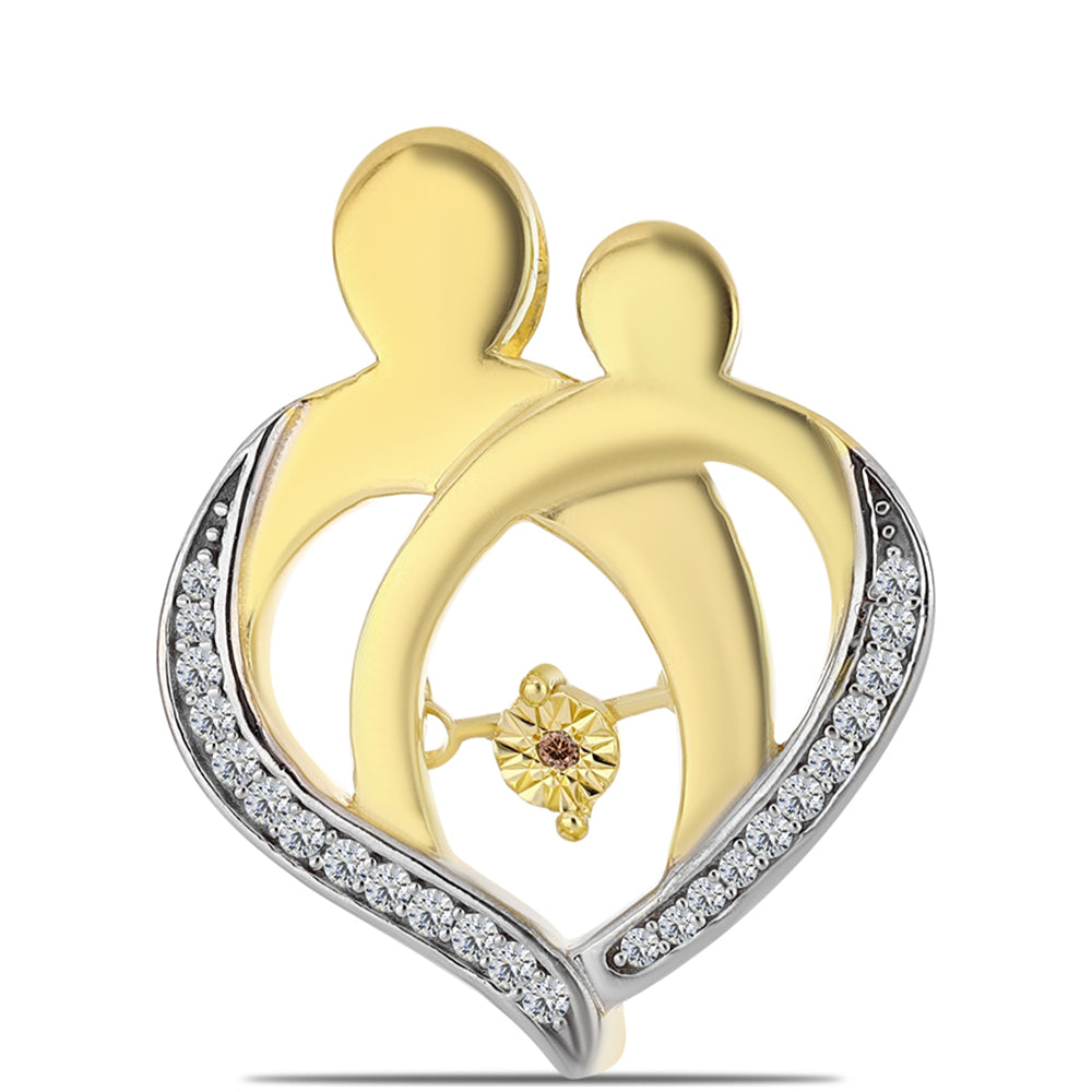 Colgante de Plata Bañada en Oro con Diamante Cognac y Topacio Blanco 1 