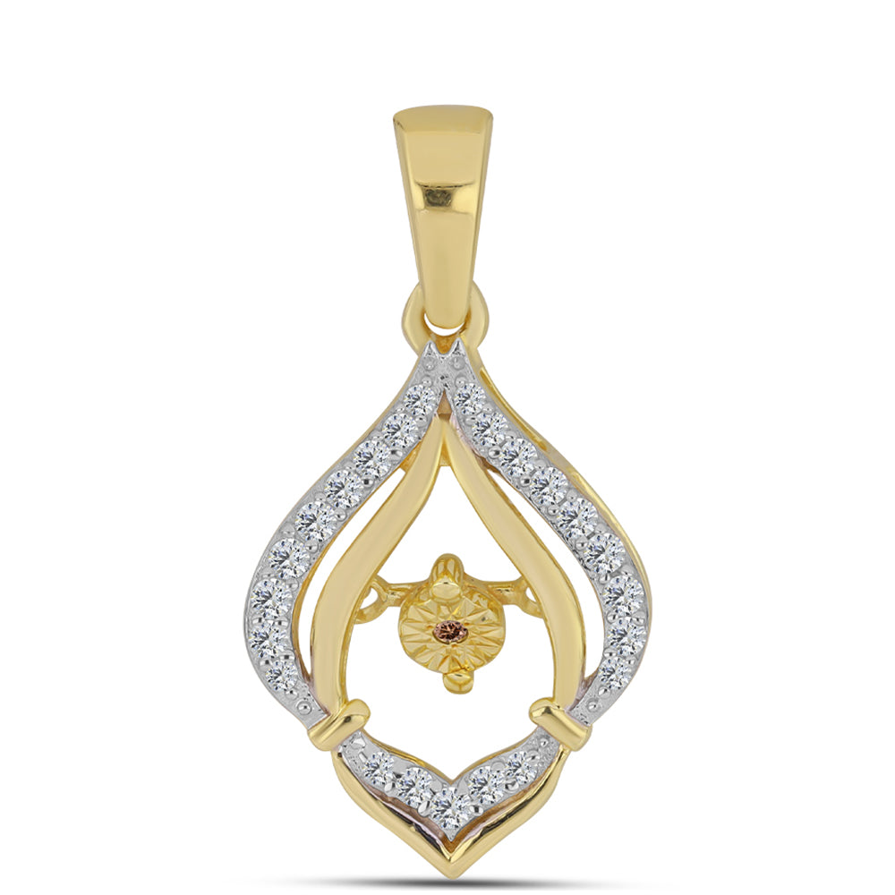 Colgante de Plata Bañada en Oro con Diamante Cognac y Topacio Blanco