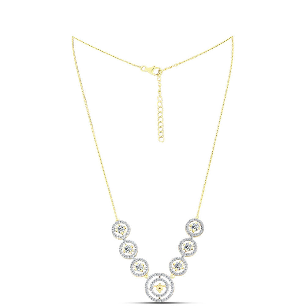 Collar de Plata Bañada en Oro con Diamante Cognac y Topacio Blanco