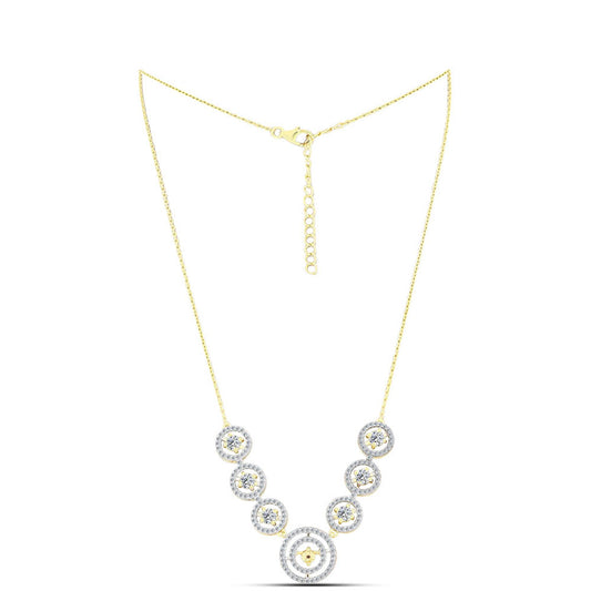 Collar de Plata Bañada en Oro con Diamante Cognac y Topacio Blanco