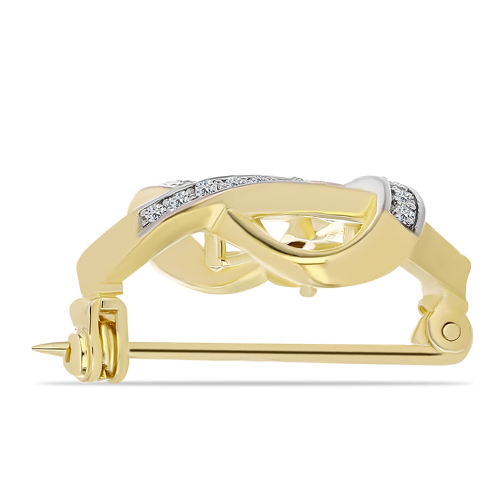 Broche de Plata Bañada en Oro con Diamante Cognac y Topacio Blanco 2 