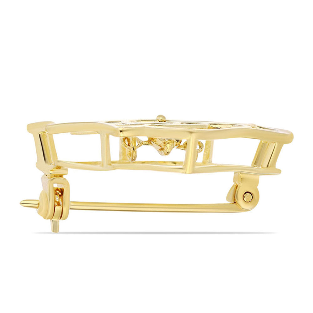 Broche de Plata Bañada en Oro con Diamante Cognac 2 