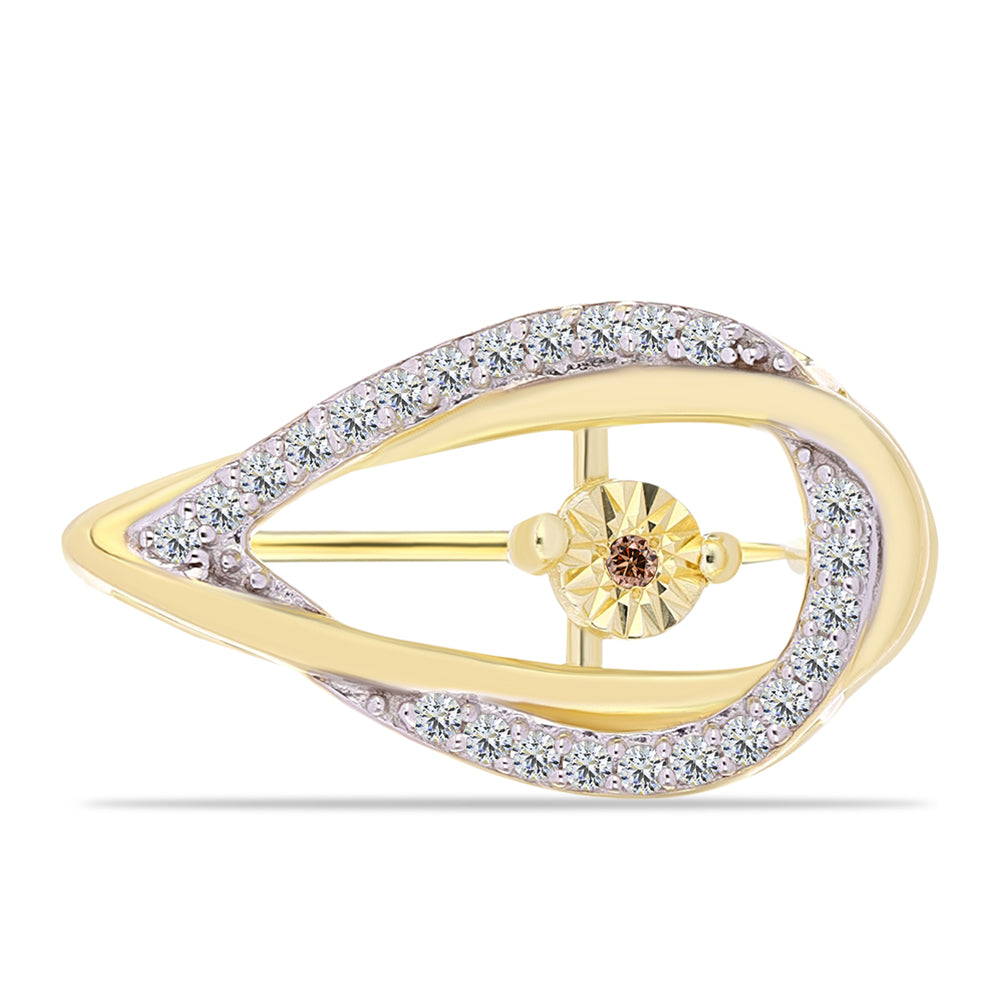 Broche de Plata Bañada en Oro con Diamante Cognac y Topacio Blanco 1 