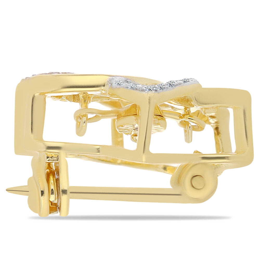 Broche de Plata Bañada en Oro con Diamante Cognac y Topacio Blanco 2 