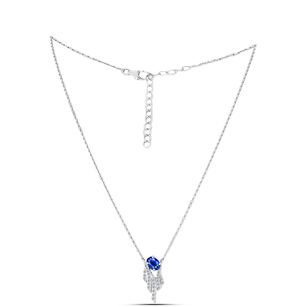 Collar de Plata con Zafiro Azul Australiano y Topacio Blanco 1 