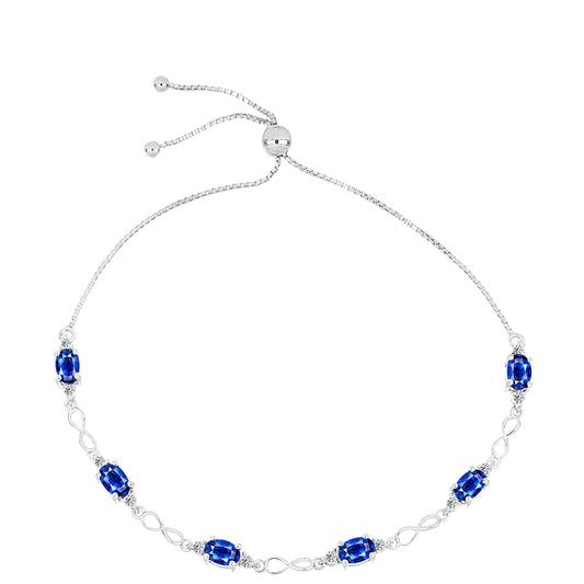 Pulsera de Plata con Zafiro Azul Australiano y Topacio Blanco