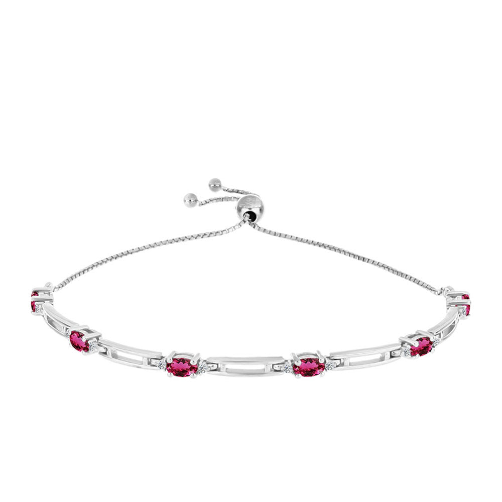 Pulsera de Plata con Rubelita de Cruzeiro y Topacio Blanco 1 