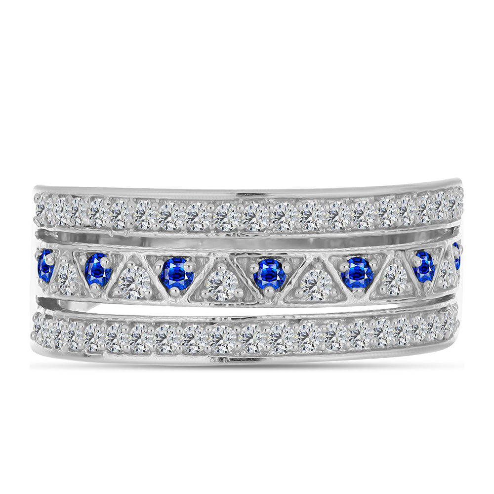 Anillo de Plata con Zafiro Azul Australiano y Topacio Blanco