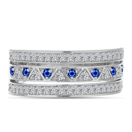 Anillo de Plata con Zafiro Azul Australiano y Topacio Blanco