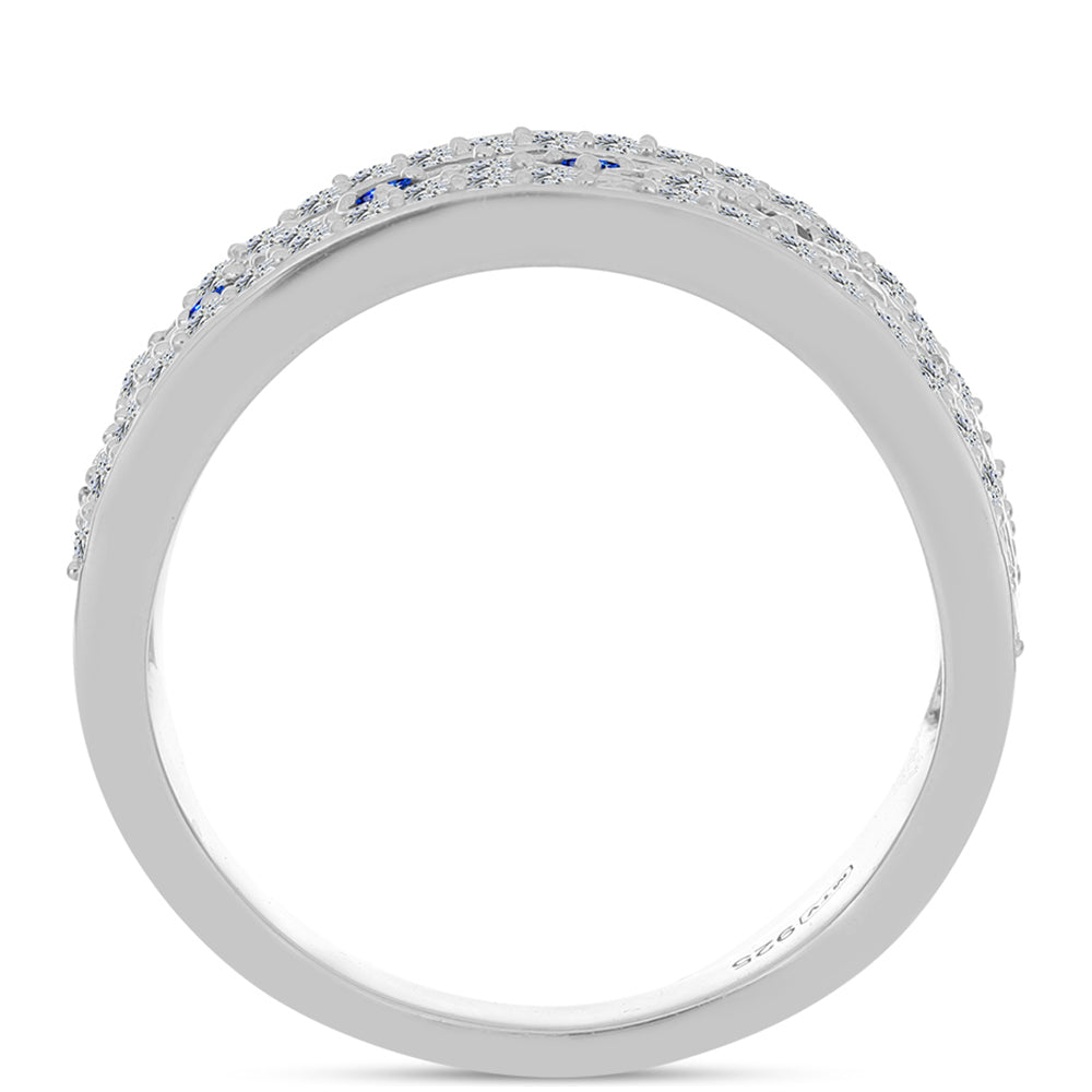 Anillo de Plata con Zafiro Azul Australiano y Topacio Blanco 2 