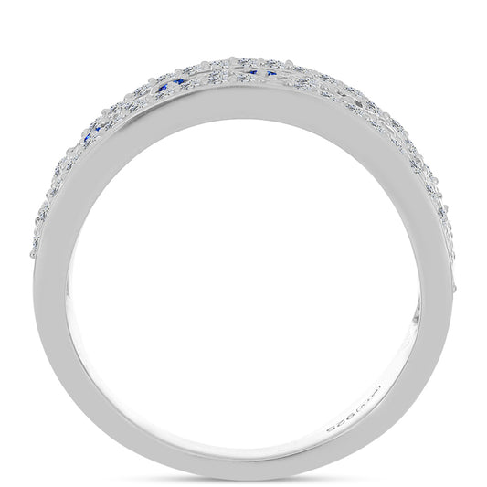 Anillo de Plata con Zafiro Azul Australiano y Topacio Blanco