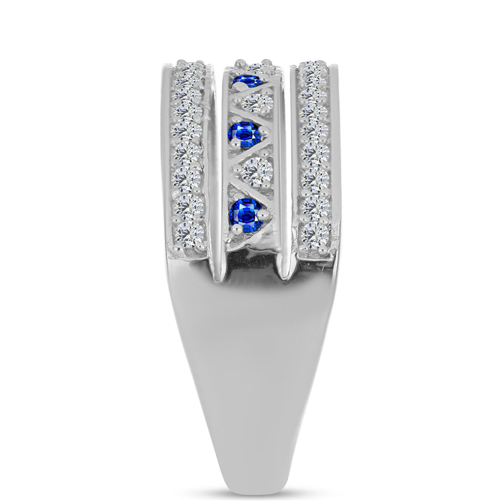 Anillo de Plata con Zafiro Azul Australiano y Topacio Blanco 4 