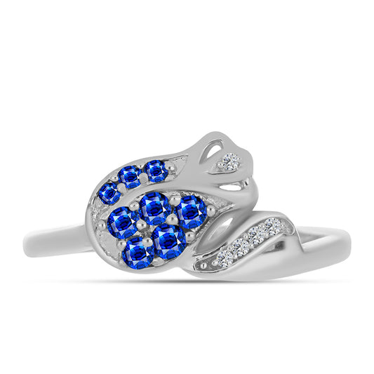 Anillo de Plata con Zafiro Azul Australiano y Topacio Blanco