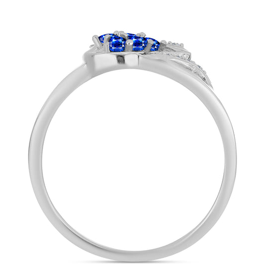 Anillo de Plata con Zafiro Azul Australiano y Topacio Blanco