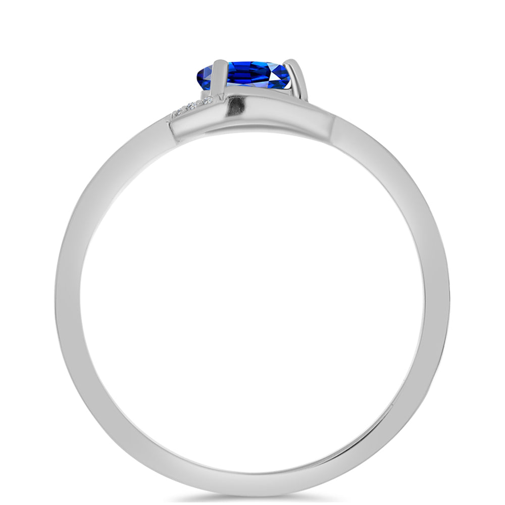 Anillo de Plata con Zafiro Azul Australiano y Topacio Blanco 2 