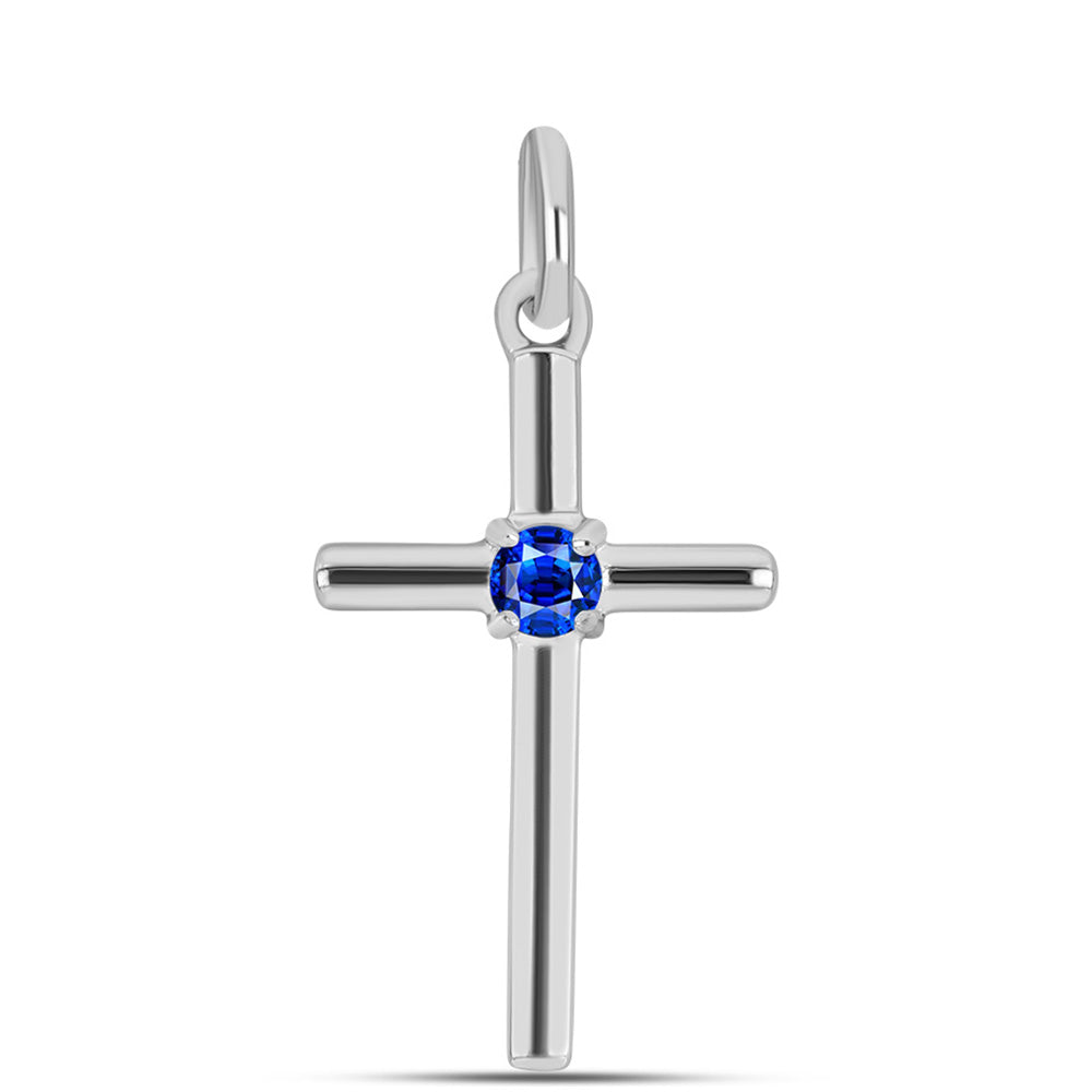 Cruz Colgante de Plata con Zafiro Azul Australiano