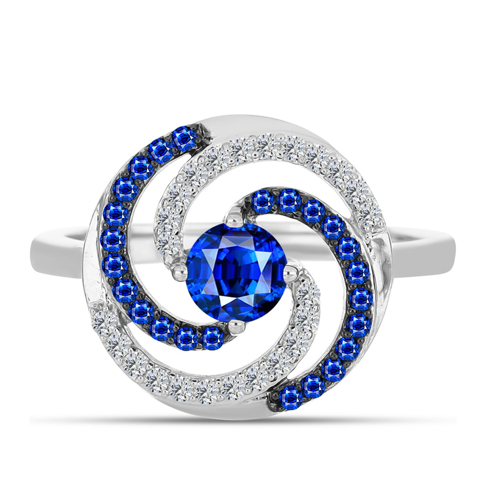 Anillo de Plata con Zafiro Azul Australiano y Topacio Blanco 1 