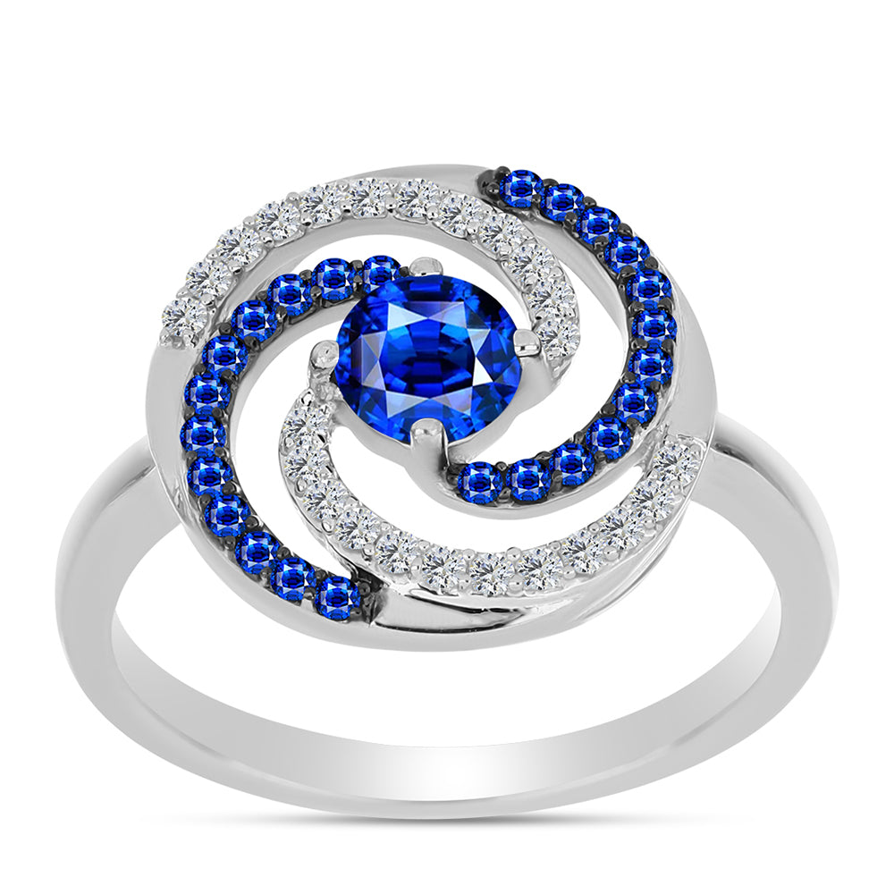 Anillo de Plata con Zafiro Azul Australiano y Topacio Blanco 3 