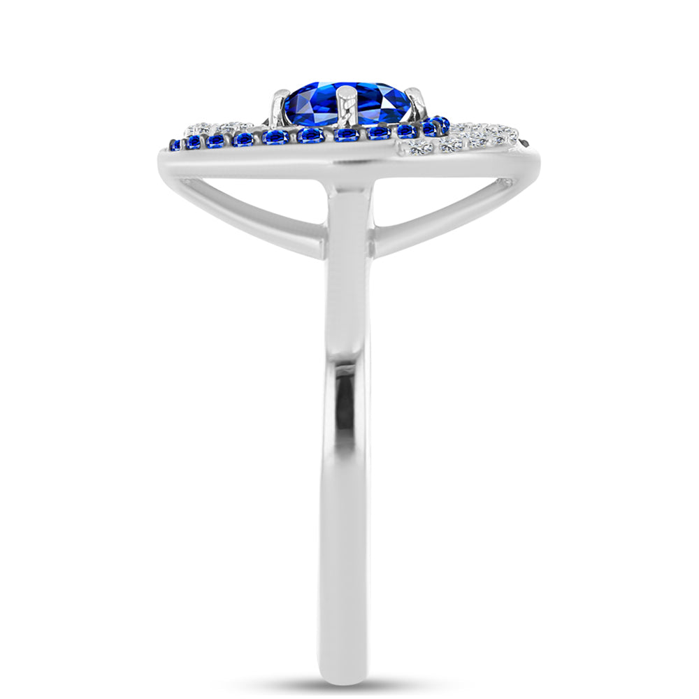 Anillo de Plata con Zafiro Azul Australiano y Topacio Blanco 4 