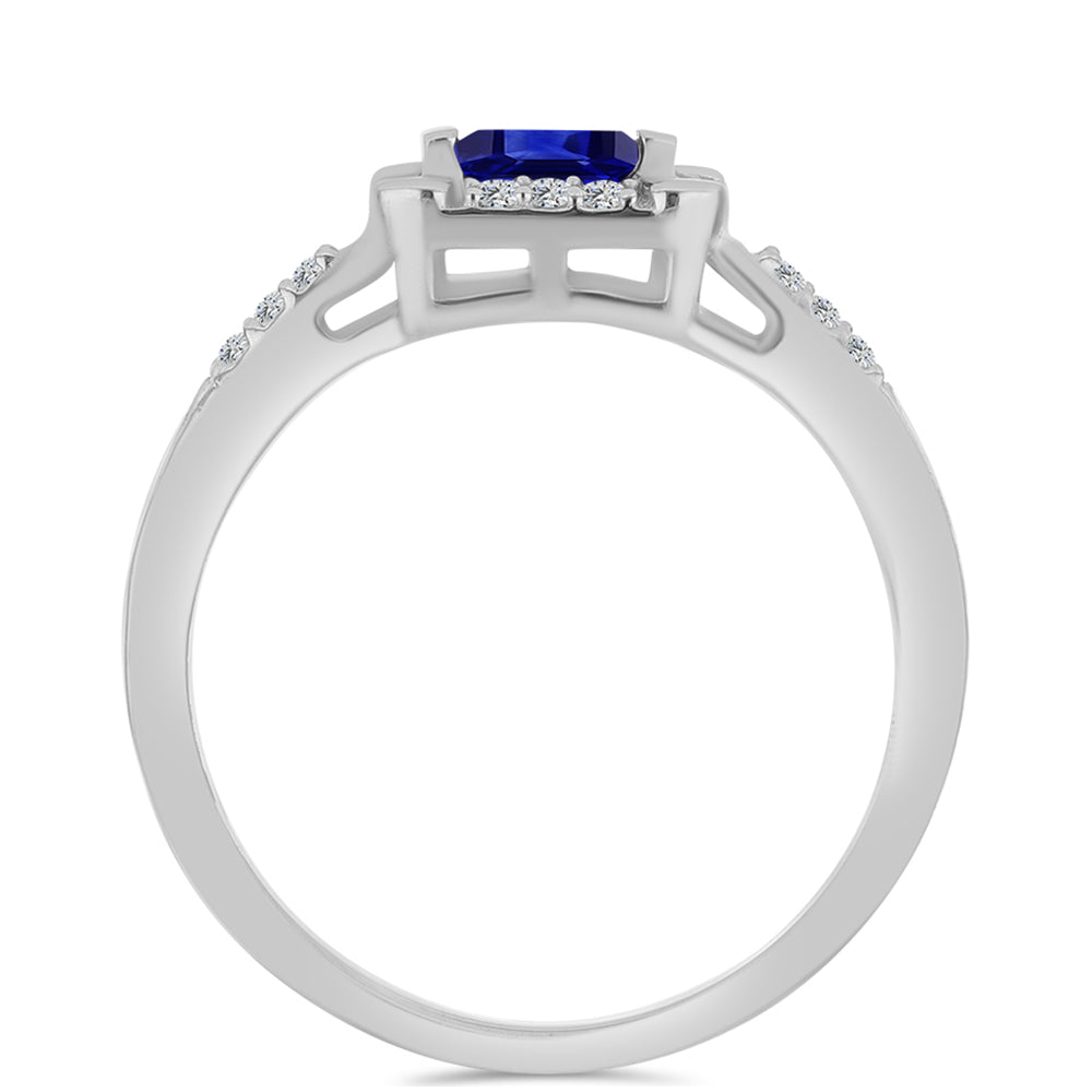 Anillo de Plata con Zafiro Azul Australiano y Topacio Blanco 2 