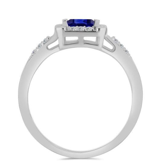 Anillo de Plata con Zafiro Azul Australiano y Topacio Blanco