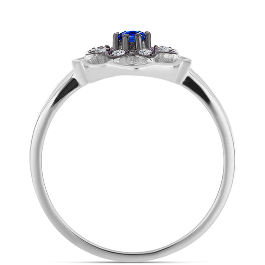 Anillo de Plata con Zafiro Azul Australiano y Topacio Blanco