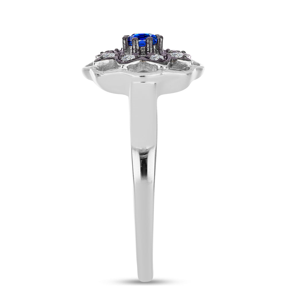 Anillo de Plata con Zafiro Azul Australiano y Topacio Blanco 4 