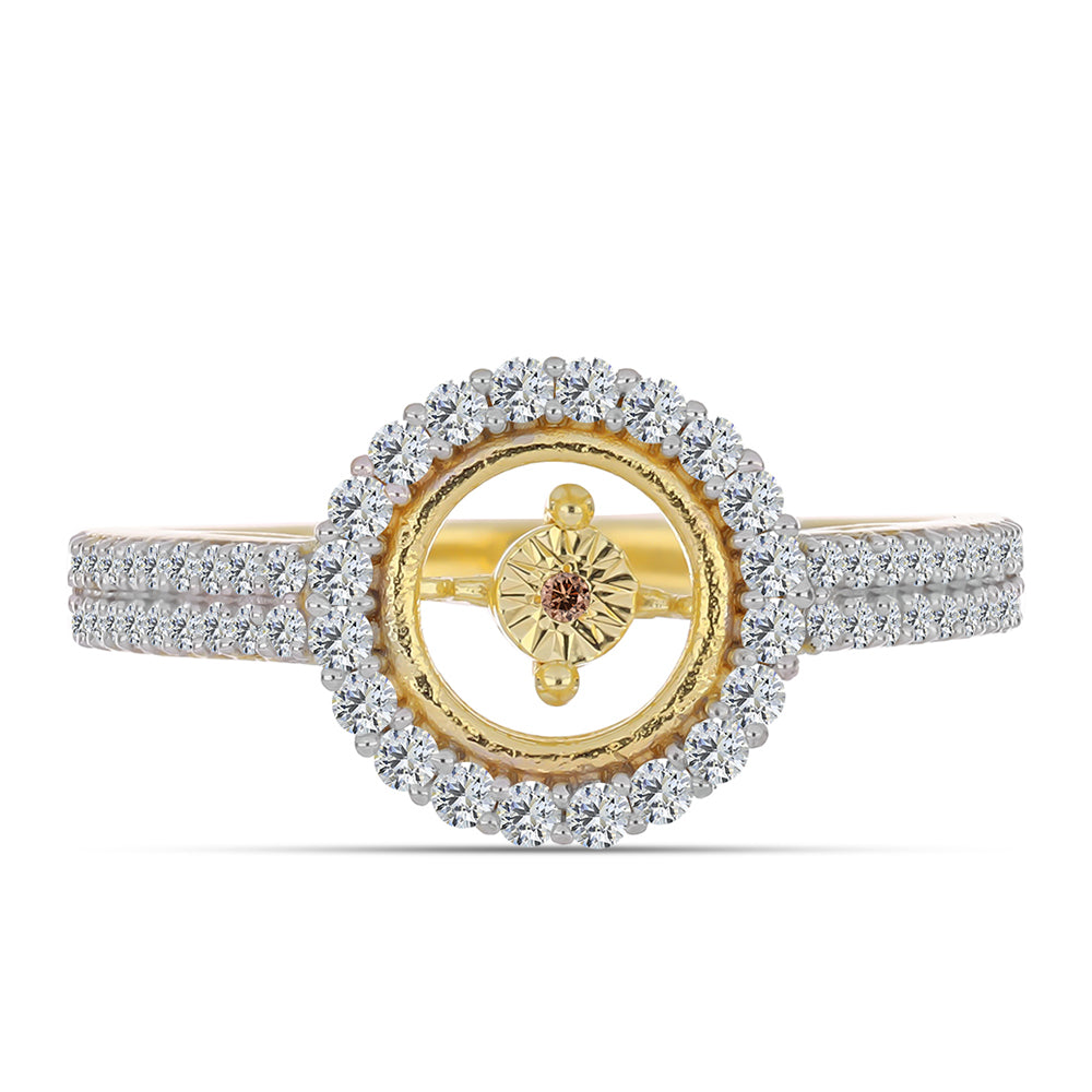 Anillo de Plata Bañada en Oro con Diamante Cognac y Topacio Blanco 1 