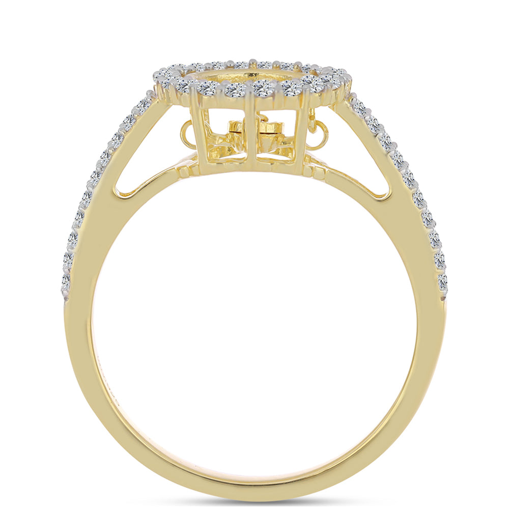 Anillo de Plata Bañada en Oro con Diamante Cognac y Topacio Blanco 2 