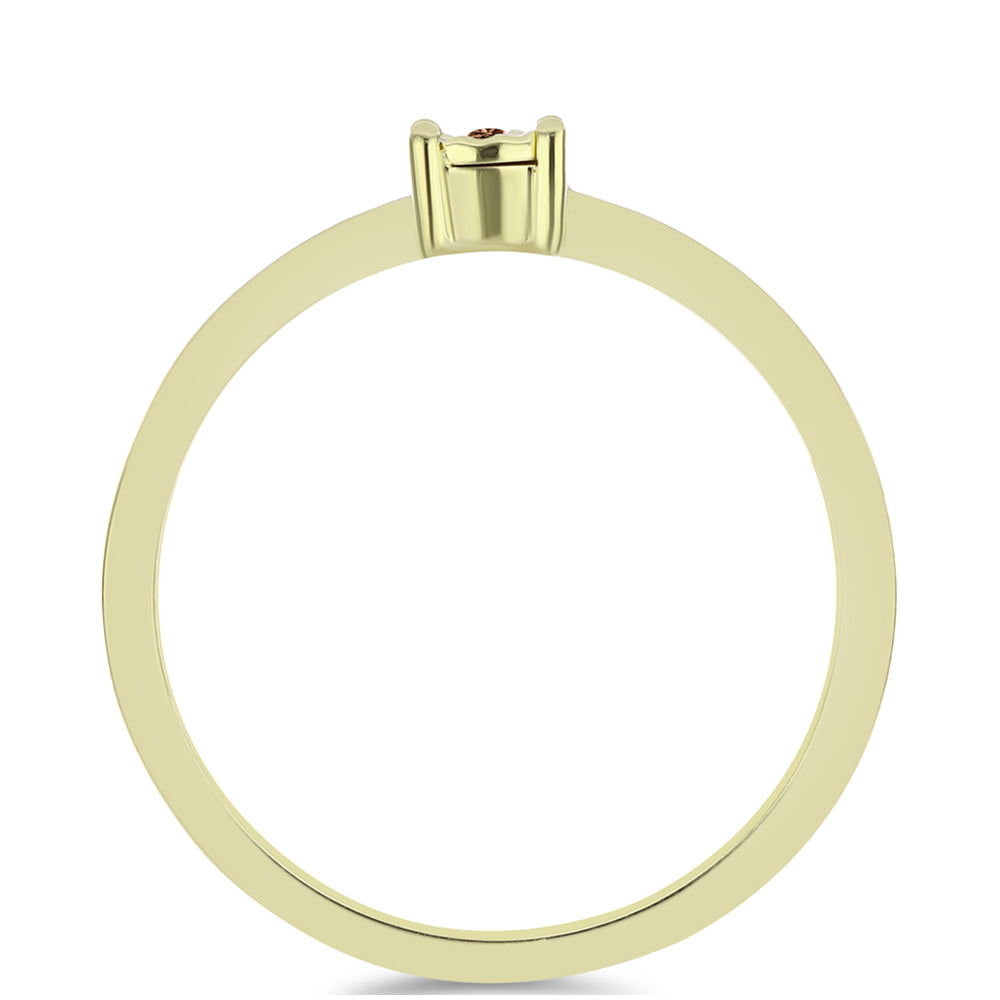 Anillo de Plata Bañada en Oro con Diamante Cognac 2 