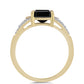 Anillo de Plata Bañada en Oro con Ónix Negro y Zircón Blanco