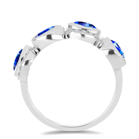 Anillo de Plata con Zafiro Azul Australiano y Topacio Blanco