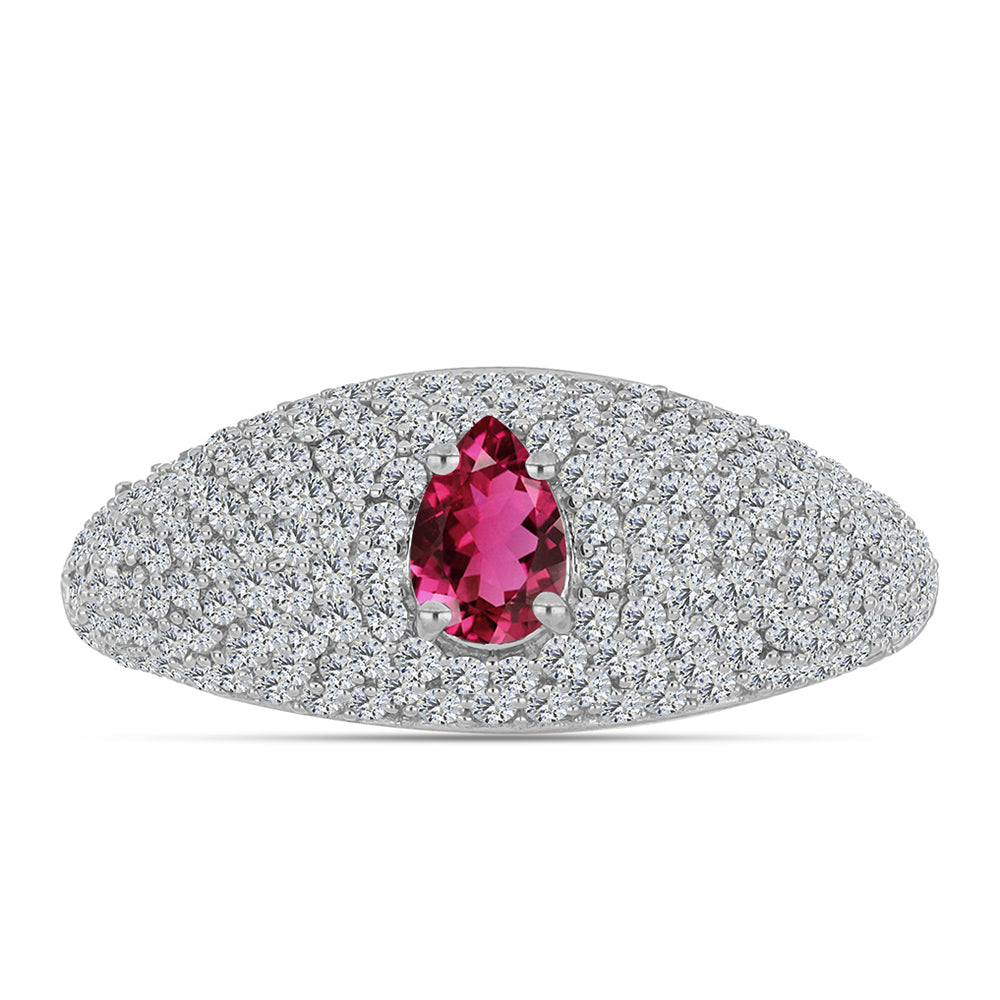 Anillo de Plata con Rubelita de Cruzeiro y Topacio Blanco 1 