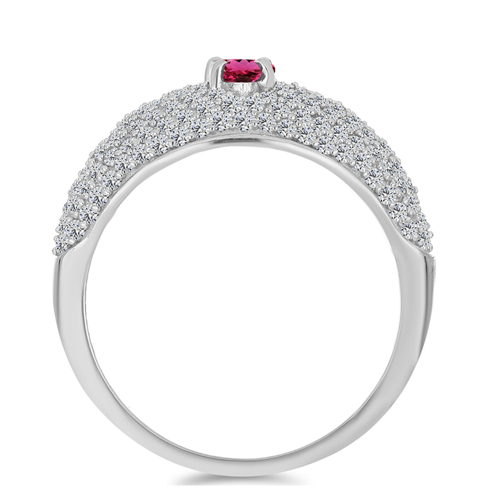 Anillo de Plata con Rubelita de Cruzeiro y Topacio Blanco