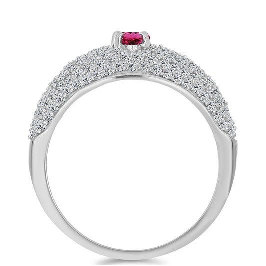 Anillo de Plata con Rubelita de Cruzeiro y Topacio Blanco