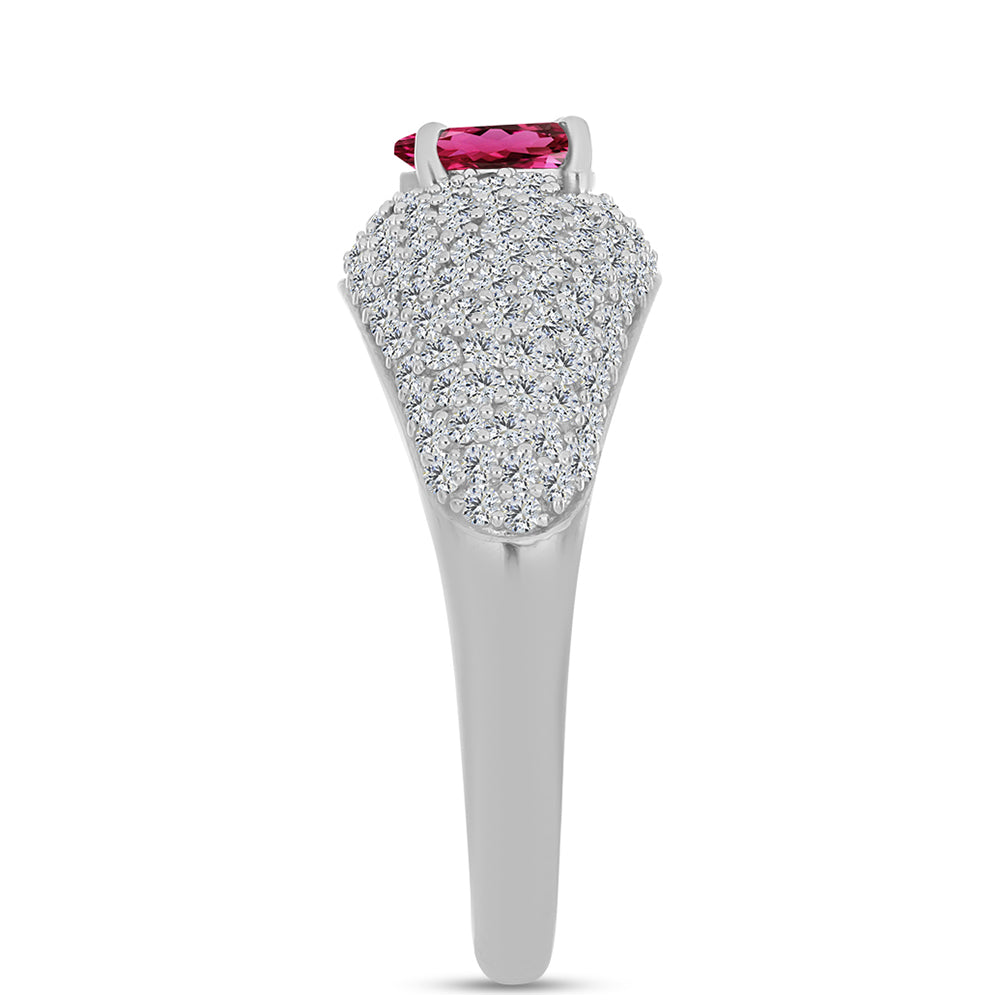 Anillo de Plata con Rubelita de Cruzeiro y Topacio Blanco 4 