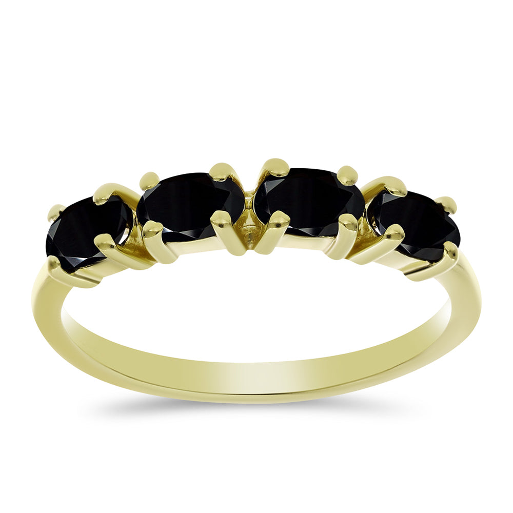 Anillo de Plata Bañada en Oro con Ónix Negro 1 