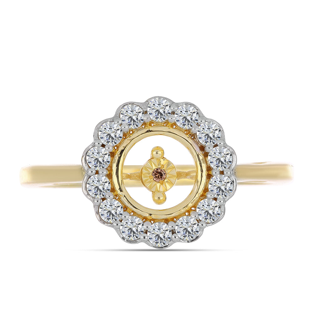 Anillo de Plata Bañada en Oro con Diamante Cognac y Topacio Blanco