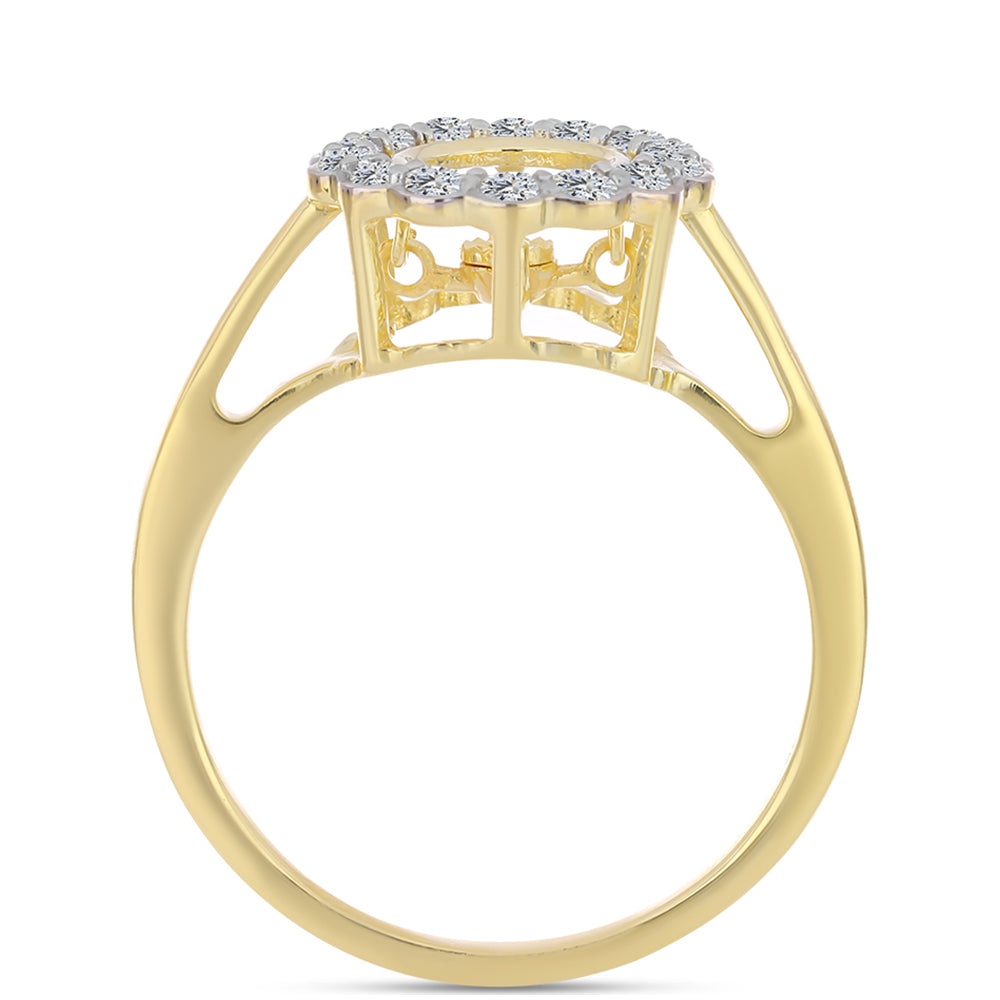 Anillo de Plata Bañada en Oro con Diamante Cognac y Topacio Blanco