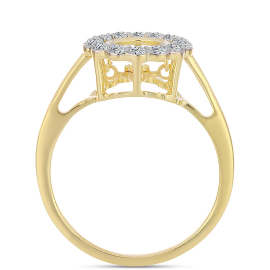 Anillo de Plata Bañada en Oro con Diamante Cognac y Topacio Blanco