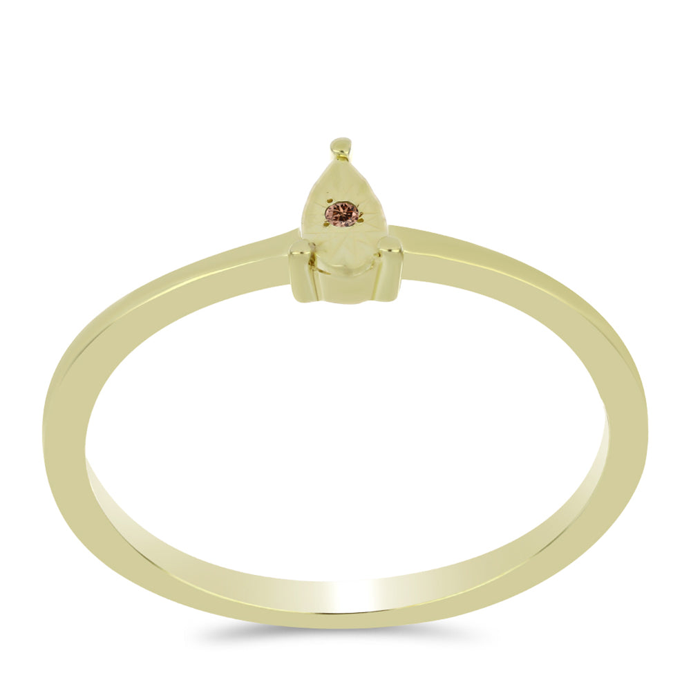 Anillo de Plata Bañada en Oro con Diamante Cognac