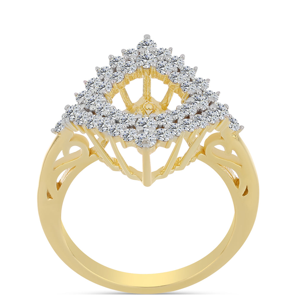 Anillo de Plata Bañada en Oro con Diamante Cognac y Topacio Blanco