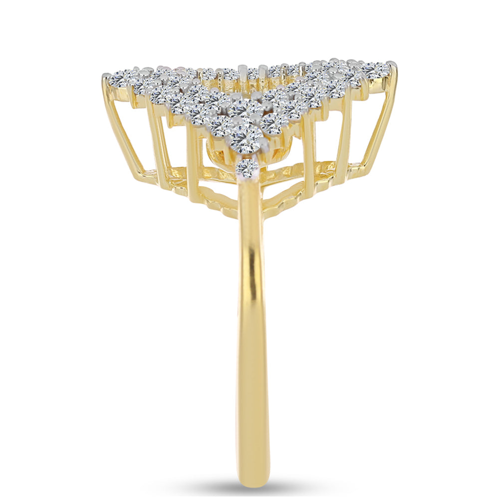 Anillo de Plata Bañada en Oro con Diamante Cognac y Topacio Blanco 4 