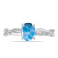Anillo de Plata con Larimar de Barahona y Topacio Blanco