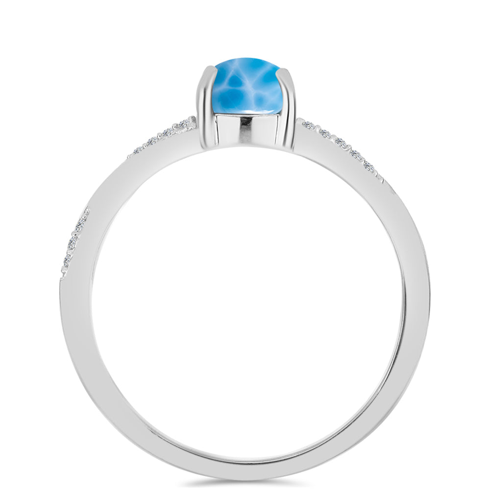Anillo de Plata con Larimar de Barahona y Topacio Blanco