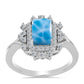 Anillo de Plata con Larimar de Barahona y Topacio Blanco