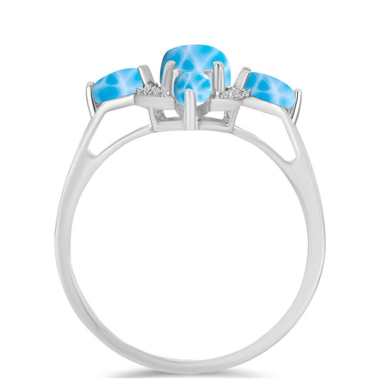 Anillo de Plata con Larimar de Barahona y Topacio Blanco