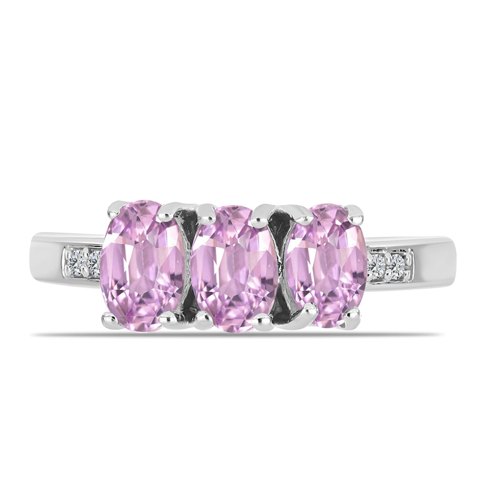 Anillo de Plata con Kunzita de Pala y Topacio Blanco 1 